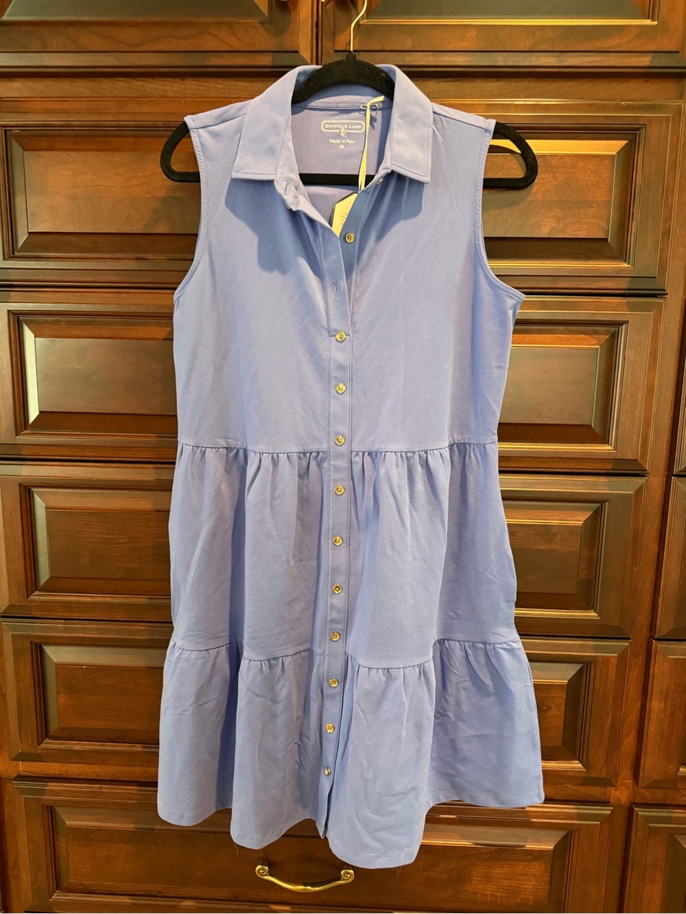 Duffield Lane Sleeveless Button-Front Tiered Dress - periwinkle